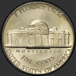 реверс 5¢ (nickel) 1976 "USA  -  5セント/ 1976  -  P"