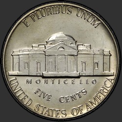 реверс 5¢ (nickel) 1976 "EUA - 5 cêntimos / 1976 - D"