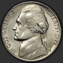 аверс 5¢ (никель) 1977 "США - 5 Cents / 1977 - P"