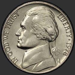 аверс 5¢ (никель) 1978 "USA - 5 Cents / 1978 - P"