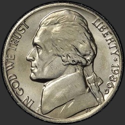 аверс 5¢ (nickel) 1986 "EUA - 5 cêntimos / 1986 - D"