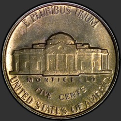 реверс 5¢ (никель) 1954 "США - 5 Cents / 1954 - P"