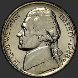 аверс 5¢ (nickel) 1988 "미국 - 5 센트 / 1988 - D"
