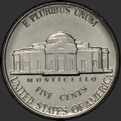 реверс 5¢ (nickel) 1991 "EUA - 5 cêntimos / 1991 - P"
