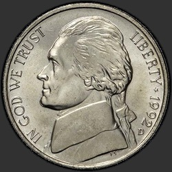 аверс 5¢ (никель) 1992 "США - 5 Cents / 1992 - D"