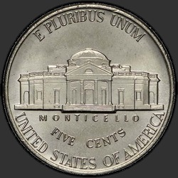 реверс 5¢ (nickel) 1992 "EUA - 5 cêntimos / 1992 - D"