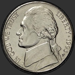 аверс 5¢ (nickel) 1993 "미국 - 5 센트 / 1993 - P"