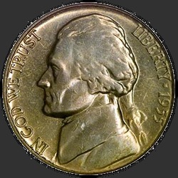 аверс 5¢ (никель) 1955 "США - 5 Cents / 1955 - D"