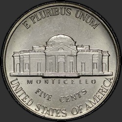 реверс 5¢ (nickel) 1995 "EUA - 5 Cents / 1995 - D"