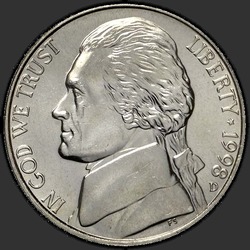 аверс 5¢ (nickel) 1998 "EUA - 5 cêntimos / 1998 - D"