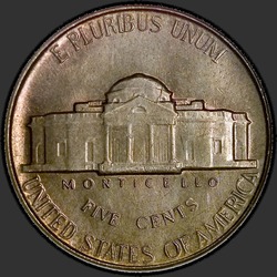 реверс 5¢ (nickel) 1956 "EUA - 5 cêntimos / 1956 - P"