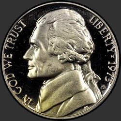 аверс 5¢ (никель) 1975 "США - 5 Cents / 1975 - S Доказ"