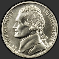 аверс 5¢ (nickel) 1994 "ABD - 5 Cents / 1994 - P SP"