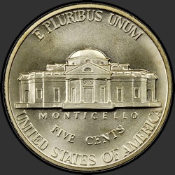 реверс 5¢ (nickel) 1997 "EUA - 5 cêntimos / 1997 - P SP"