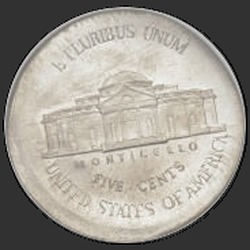 реверс 5¢ (nickel) 1999 "EUA - 5 cêntimos / 1999 - P"