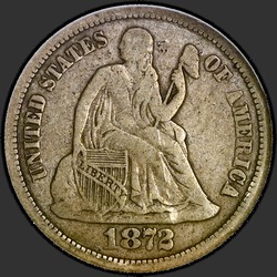 аверс 10¢ (dime) 1872 "USA - Dime / 1872 - CC MS"