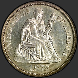 аверс 10¢ (dime) 1872 "USA - Dime / 1872 - S"
