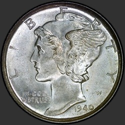 аверс 10¢ (dime) 1940 "USA - Dime / 1940 - D"