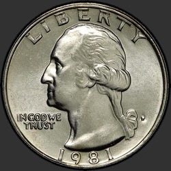 аверс 25¢ (quarter) 1981 "الولايات المتحدة الأمريكية - الربع / 1981 - P"