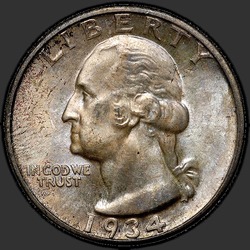 аверс 25¢ (квотер) 1934 "USA - Quarter / 1934 - D"