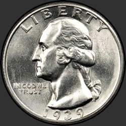 аверс 25¢ (quarter) 1939 "الولايات المتحدة الأمريكية - الربع / 1939 - S"