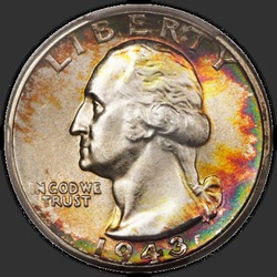 аверс 25¢ (quarter) 1943 "الولايات المتحدة الأمريكية - الربع / 1943 - D"