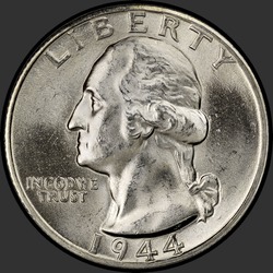 аверс 25¢ (quarter) 1944 "EUA - Trimestre / 1944 - D"