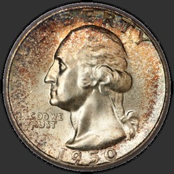 аверс 25¢ (quarter) 1950 "EUA - Trimestre / 1950 - S"