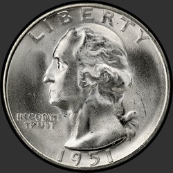 аверс 25¢ (quarter) 1951 "USA - Quarter / 1951 - S"