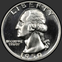 аверс 25¢ (квотер) 1950 "USA - Quarter / 1950 - Proof"