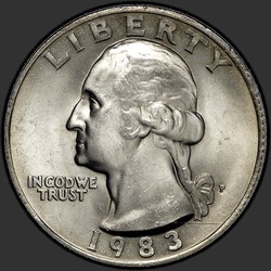 аверс 25¢ (квотер) 1983 "USA - Quarter / 1983 - P"