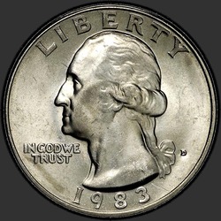 аверс 25¢ (квотер) 1983 "США - квартал / 1983 - D"