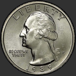 аверс 25¢ (квотер) 1989 "USA - Quarter / 1989 - P"