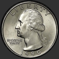 аверс 25¢ (квотер) 1990 "USA - Quarter / 1990 - D"