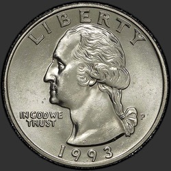 аверс 25¢ (квотер) 1993 "США - квартал / 1993 - P"
