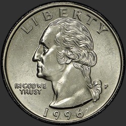 аверс 25¢ (quarter) 1996 "الولايات المتحدة الأمريكية - الربع / 1996 - P"