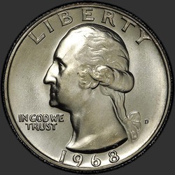 аверс 25¢ (quarter) 1968 "USA - Quarter / 1968 - D"