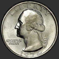 аверс 25¢ (quarter) 1974 "संयुक्त राज्य अमरीका - क्वार्टर / 1974 - पी"