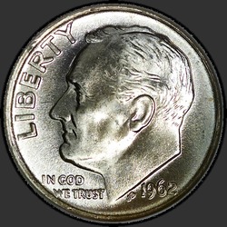 аверс 10¢ (dime) 1962 "الولايات المتحدة الأمريكية - الدايم / 1962 - P"