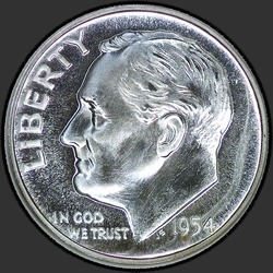 аверс 10¢ (dime) 1954 "USA - Dime / 1954 - Dowód"