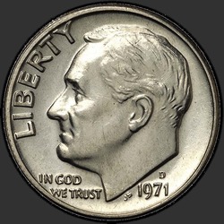 аверс 10¢ (dime) 1971 "미국 - 다임 / 1971 - D"