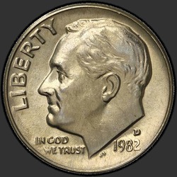 аверс 10¢ (dime) 1982 "الولايات المتحدة الأمريكية - الدايم / 1982 - D"