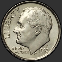 аверс 10¢ (dime) 1992 "미국 - 다임 / 1992 - P"
