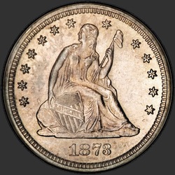 аверс 25¢ (quarter) 1873 "USA - Quarter / 1873 - CL 3 NO ARROWS MS"