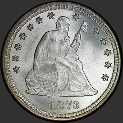аверс 25¢ (quarter) 1873 "USA - Quarter / 1873 - OP 3 NO ARROWS MS"