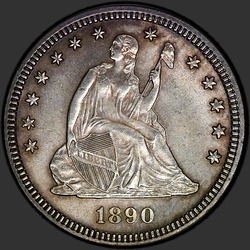 аверс 25¢ (quarter) 1890 "USA - Quarter / 1890 - P"