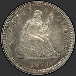 аверс 25¢ (quarter) 1873 "USA - Quarter / 1873 - CC NO ARROWS MS"