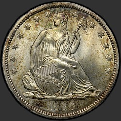 аверс 50¢ (half) 1866 "USA - 50 Cents (Half Dollar) / 1866 - S NO MOTTO MS"