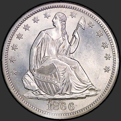 аверс 50¢ (half) 1866 "USA - 50 centů (půldolar) / 1866 - S MOTTO MS"