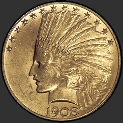 аверс 10 dollars américains 1908 "USA - 10 Dollars / 1908 - D"